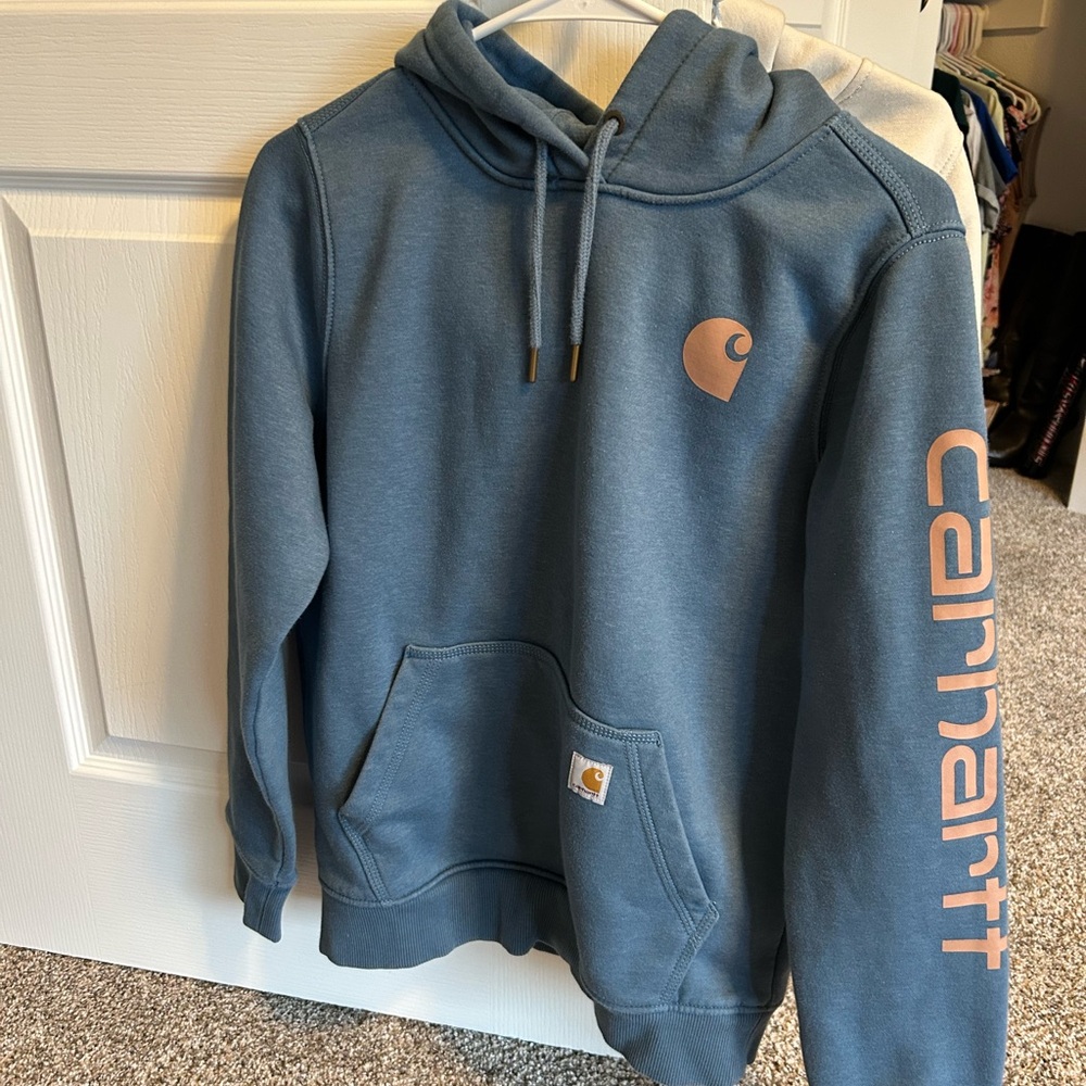 Women’s mid weight Carhartt Blue Hoodie with Logo size S